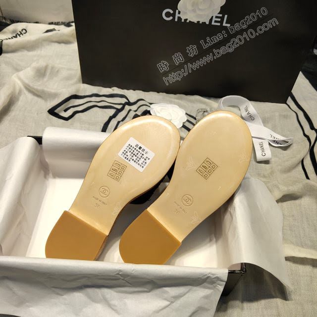 Chanel女鞋 香奈兒2020ss春夏新品 小香蜜兒一字logo拖鞋  naq1225